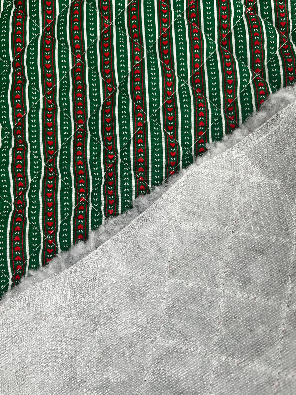 1990's Heart Stripe Pre-Quilted Fabric - (P251)