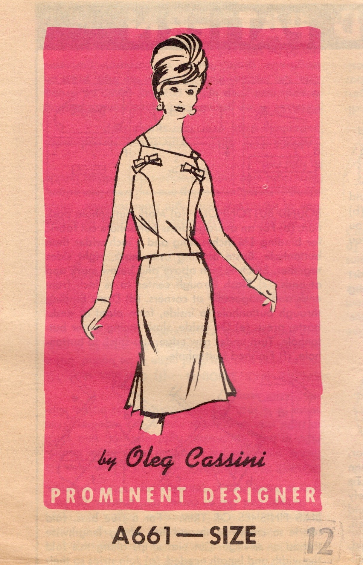 1960's Prominent Designer Oleg Cassini Two Piece Dress - Bust 32" - A661