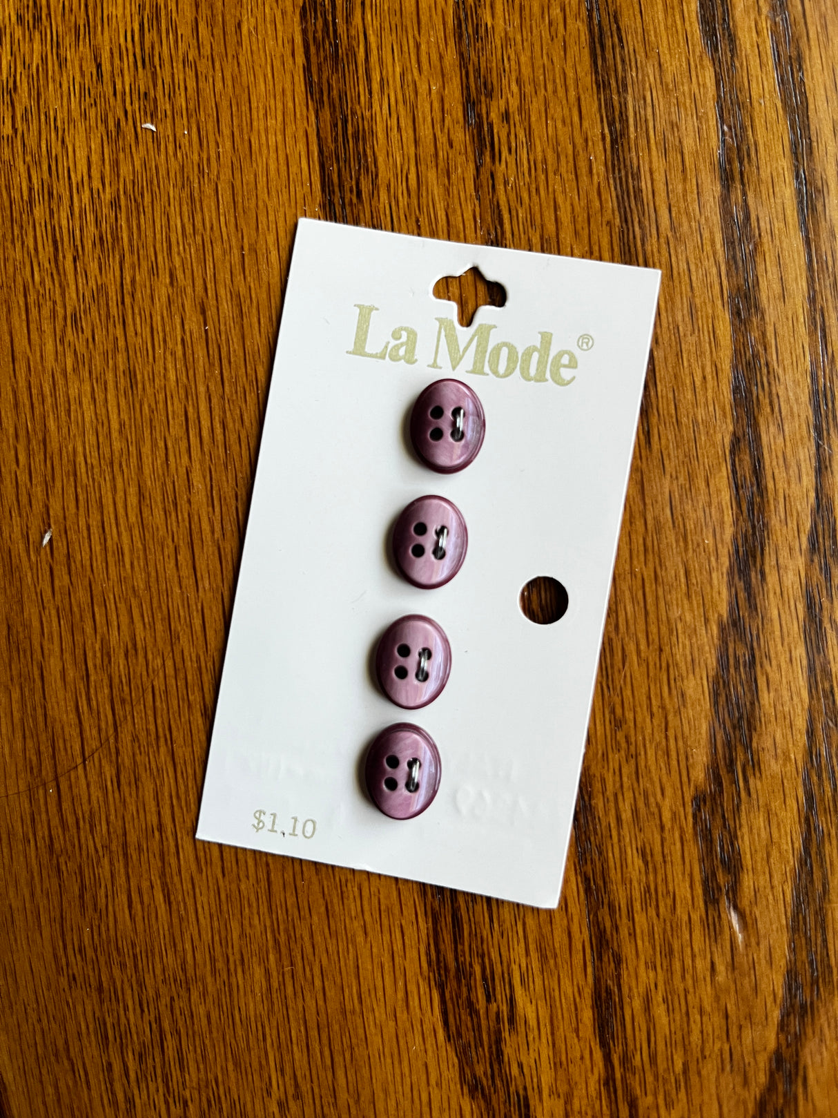 1980’s La Mode Purple Gradient Oval Plastic Button - Set of 4 - 1/2” - on card