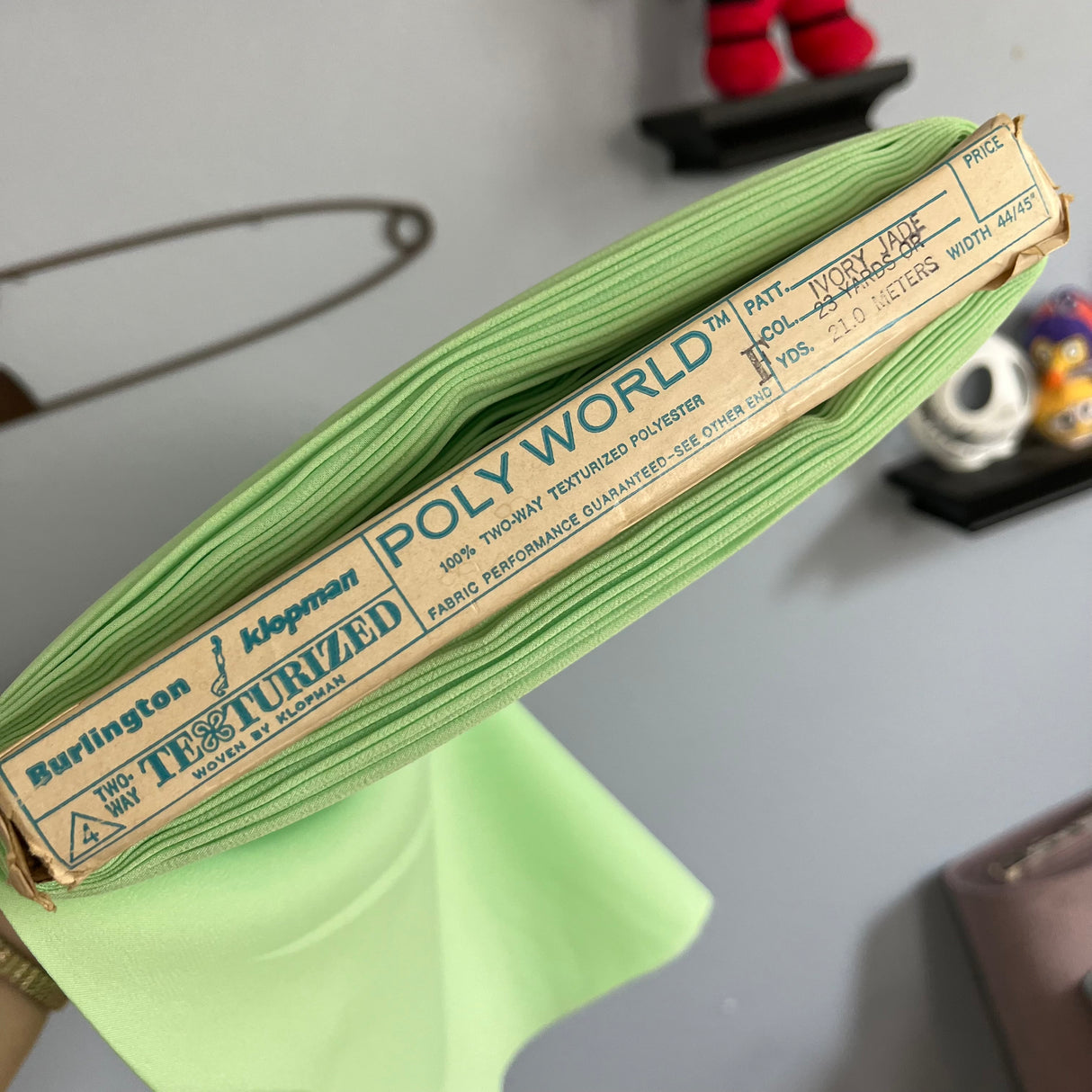 1960’s Burlington Klopman "Polyworld" Ivory Jade Polyester Fabric - BTY (S14)