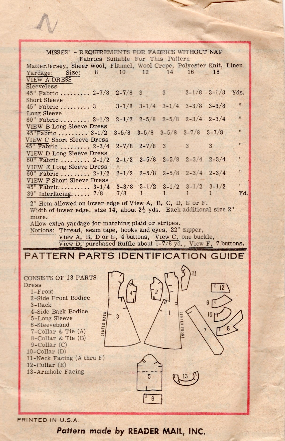 1970's Prominent Designer by Bert Geiger Princess Line Dress Pattern - Bust 34" - No. A764