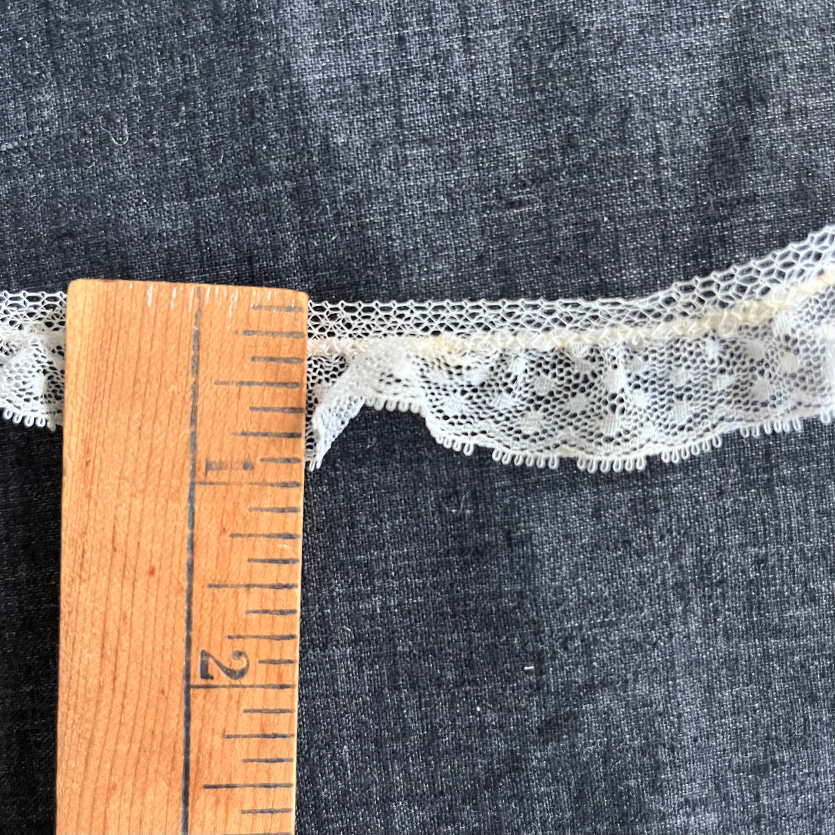 1970’s White Polka Dot Gathered Nylon Edge Lace - BTY