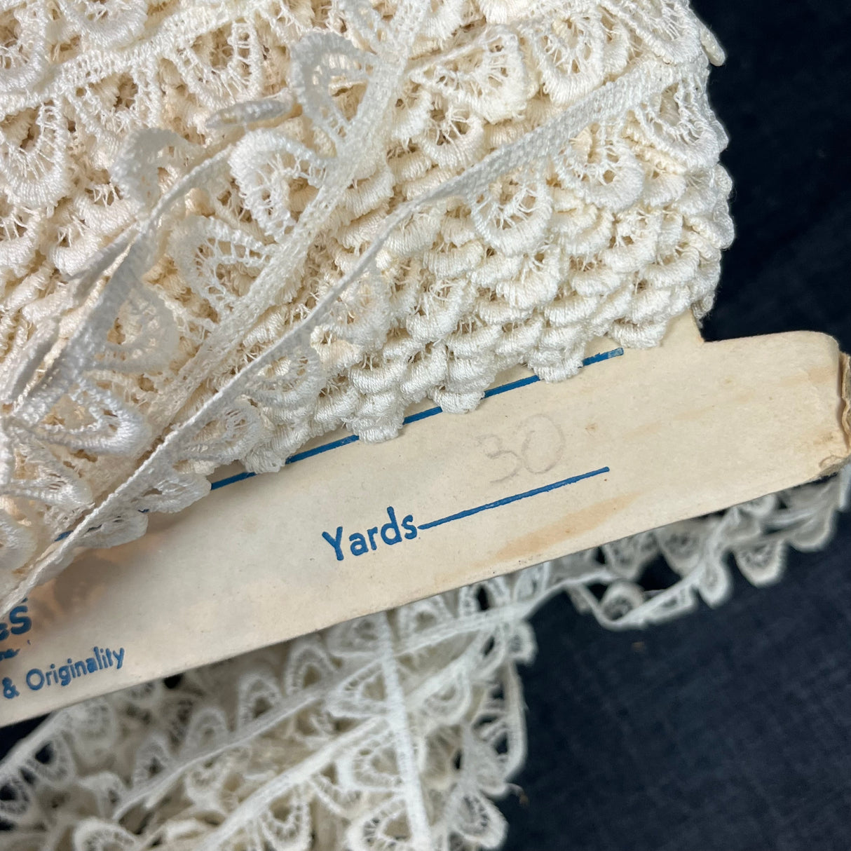 1970’s White Drop Down Rounded Edge Lace - Cotton - BTY