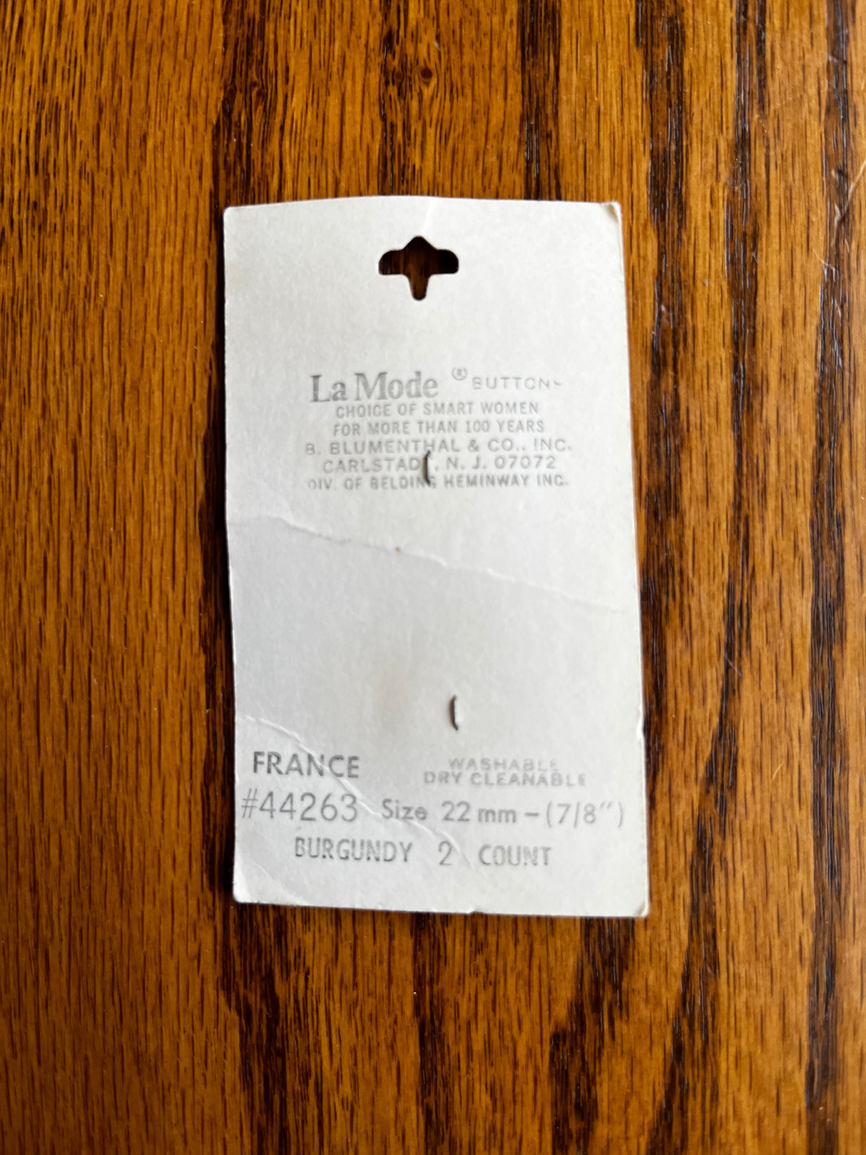 1980’s La Mode Purple Faux Wood Grain Carved Plastic Button - Set of 2 - 7/8” - on card