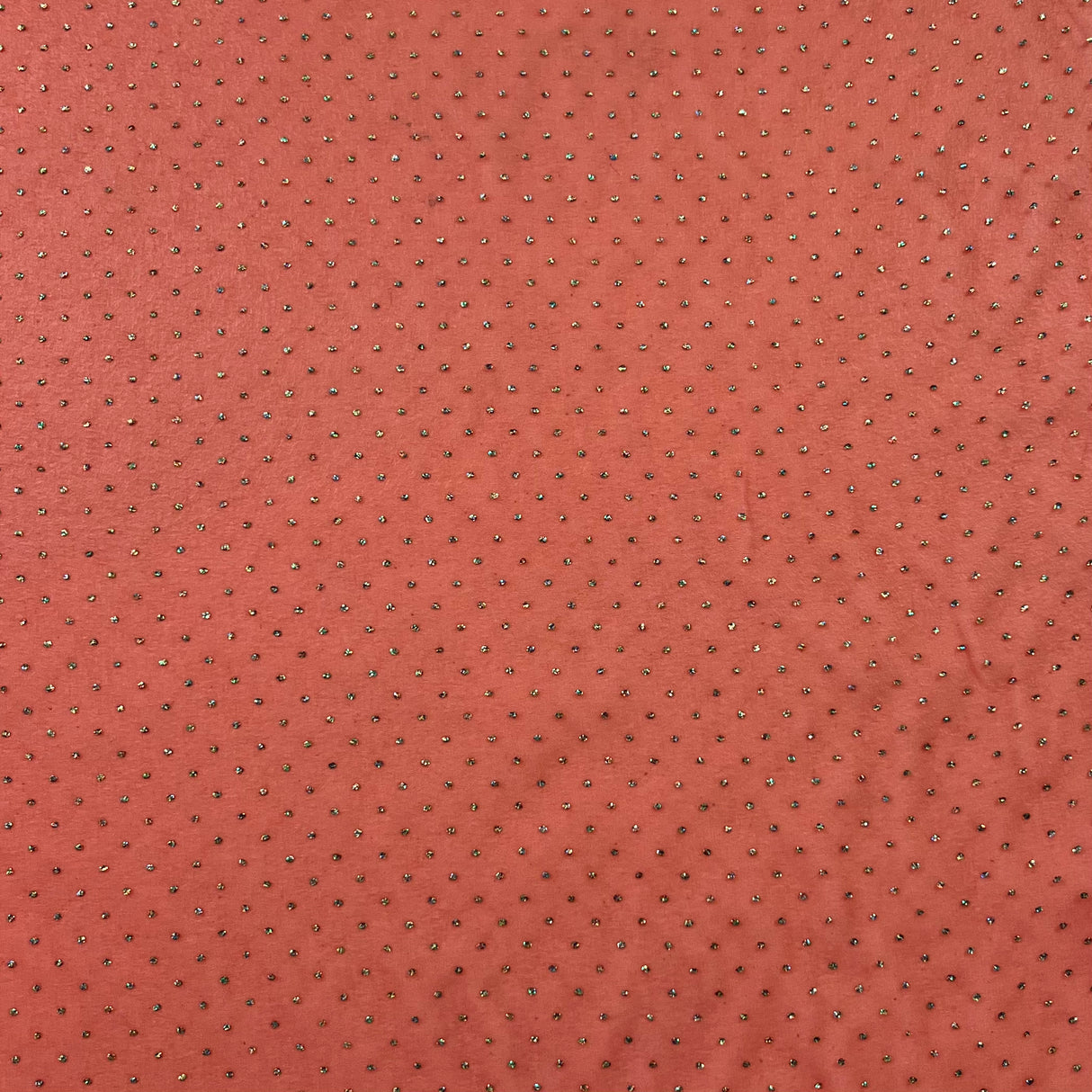 1970's Burnt Orange Chiffon with AB glitter - Polyester - BTY