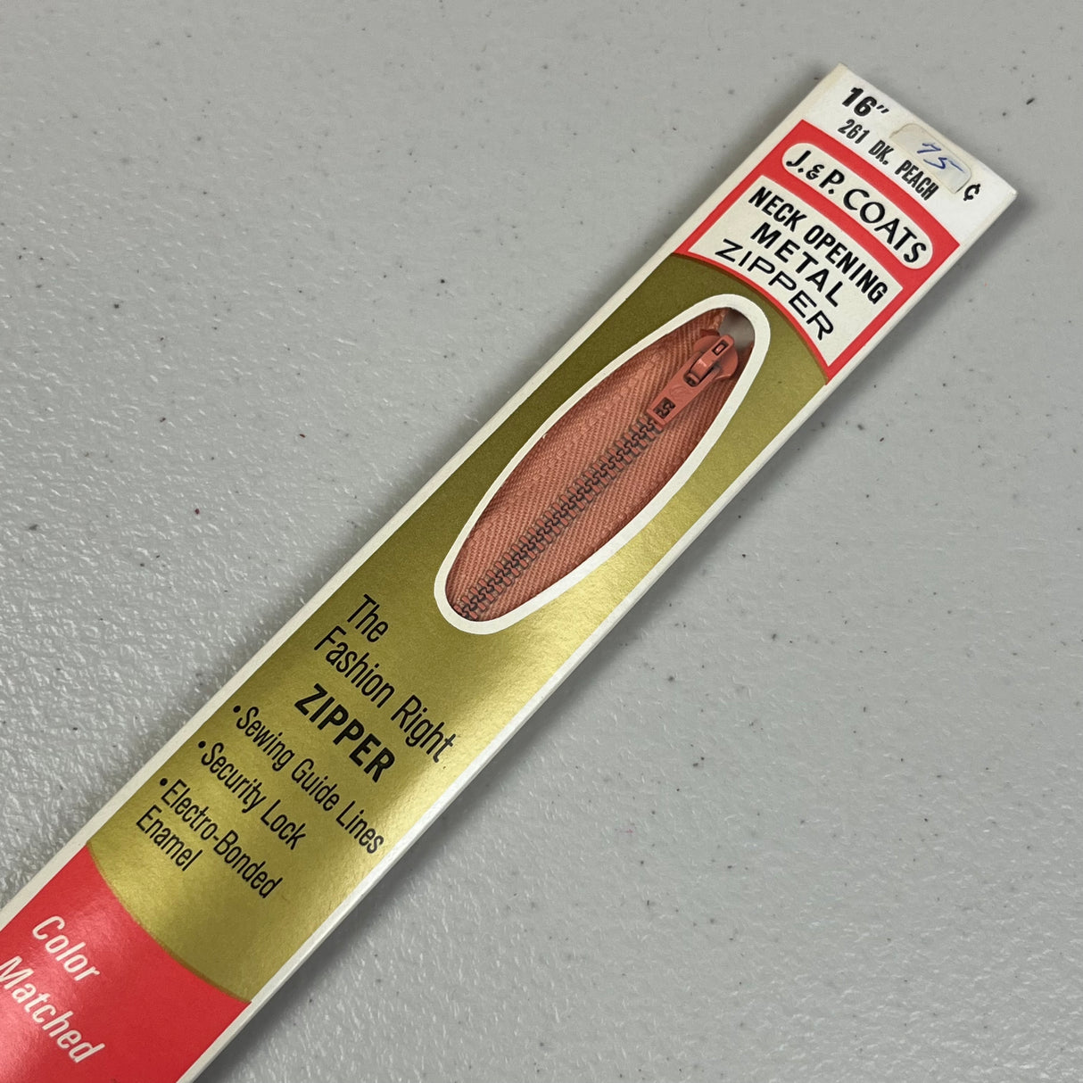 16” Metal Zipper - 1970’s - J. & P. Coats - Multiple colors available