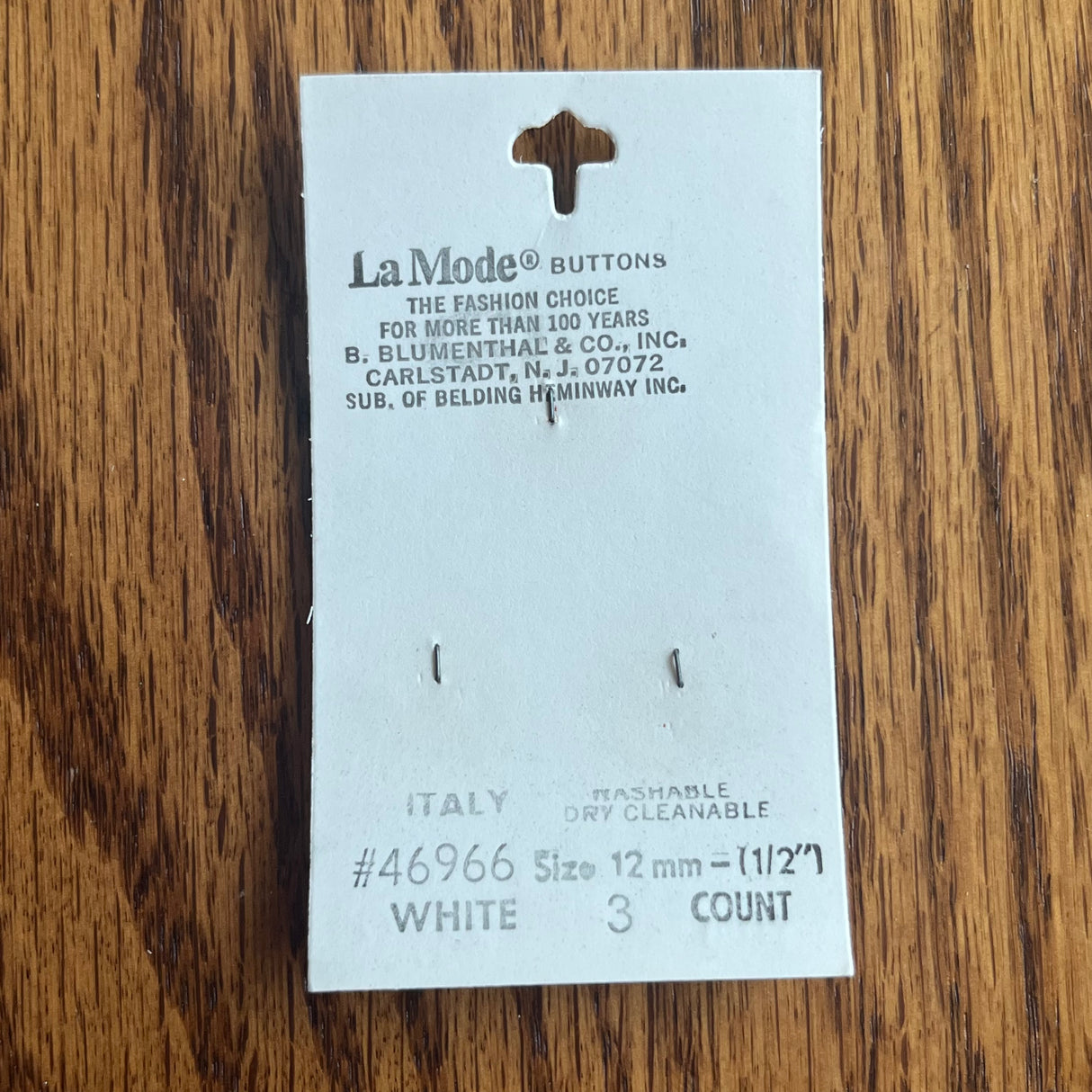 1980’s La Mode White Opalescent Buttons - Set of 3 - Size 12 - 1/2" - on card