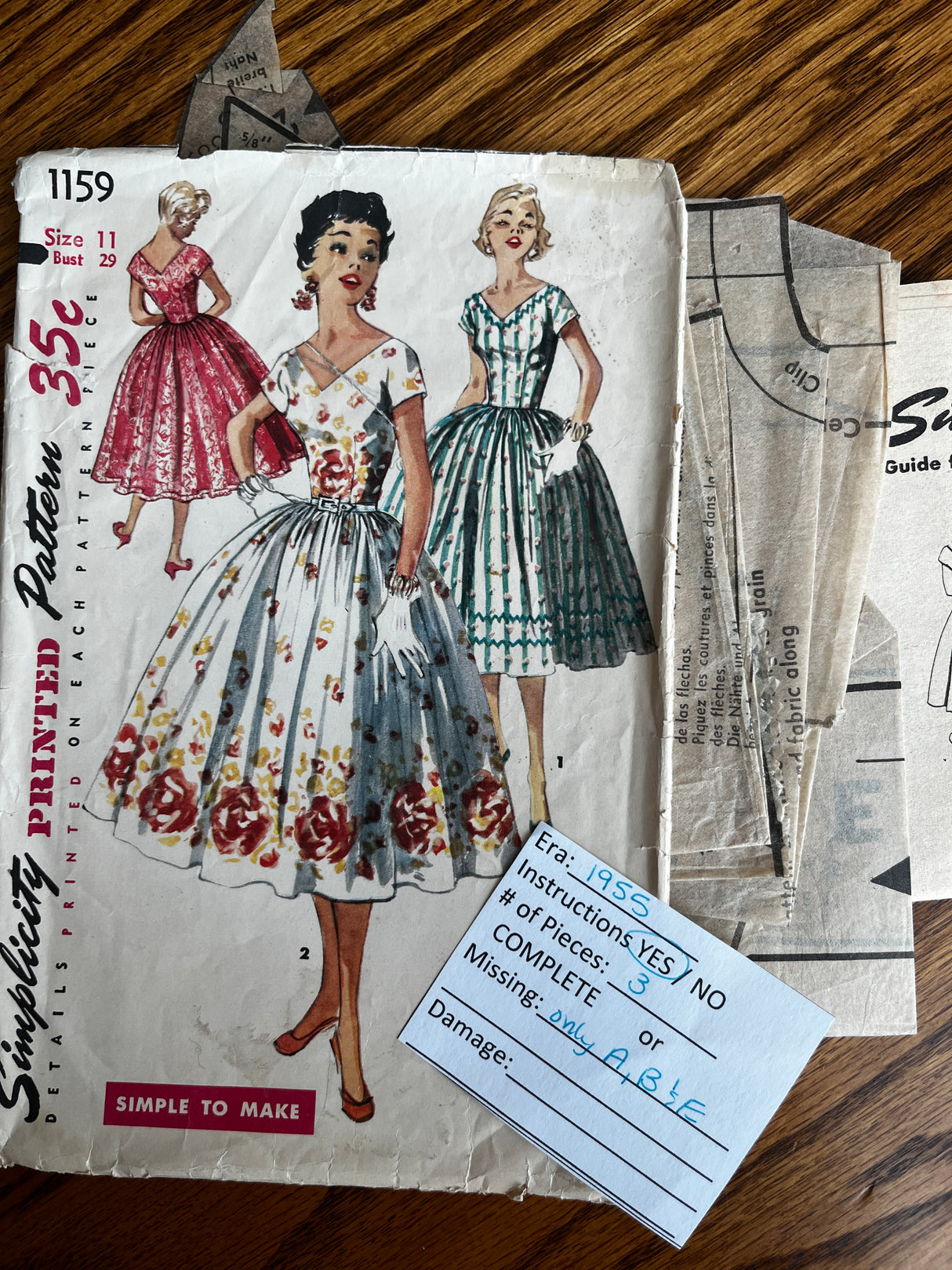 Vintage Pattern LOT of 10 INCOMPLETE patterns- 1940-70’s