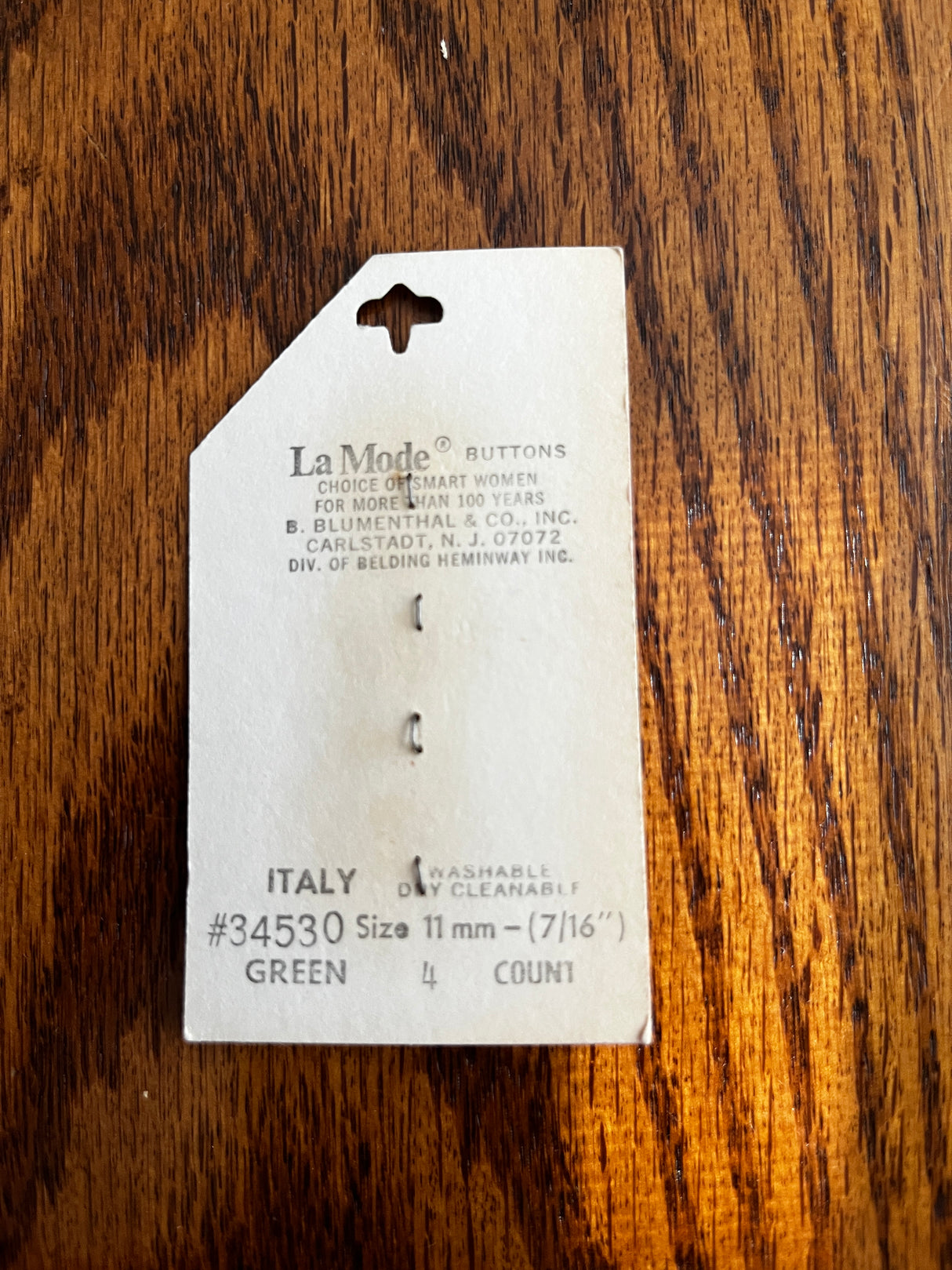 1980’s La Mode Blue Green Carved Plastic Buttons - Set of 4 - 7/16" - on card