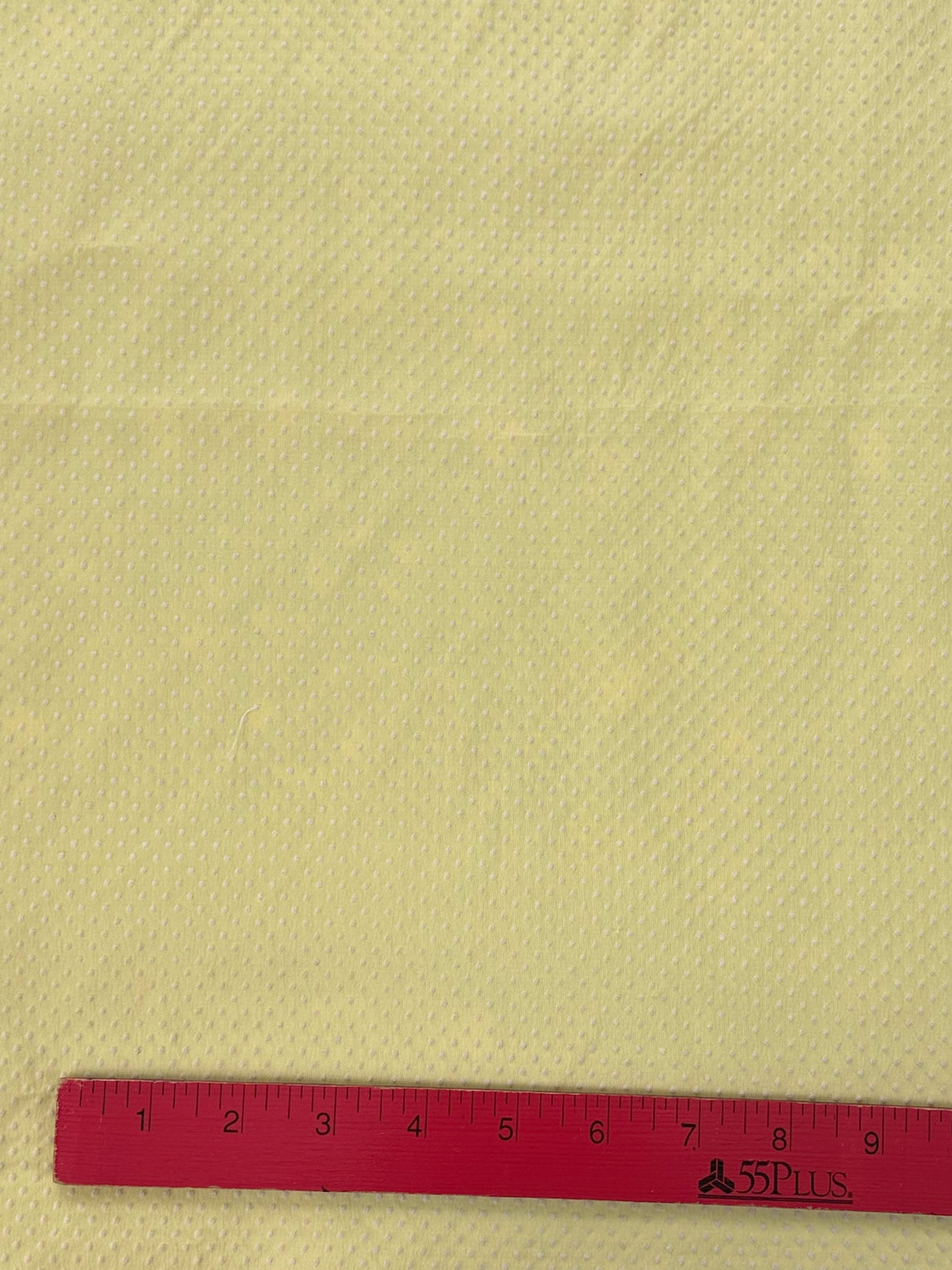 1980’s Yellow with White Flocked Swiss Dot Polyester Fabric - (P207)