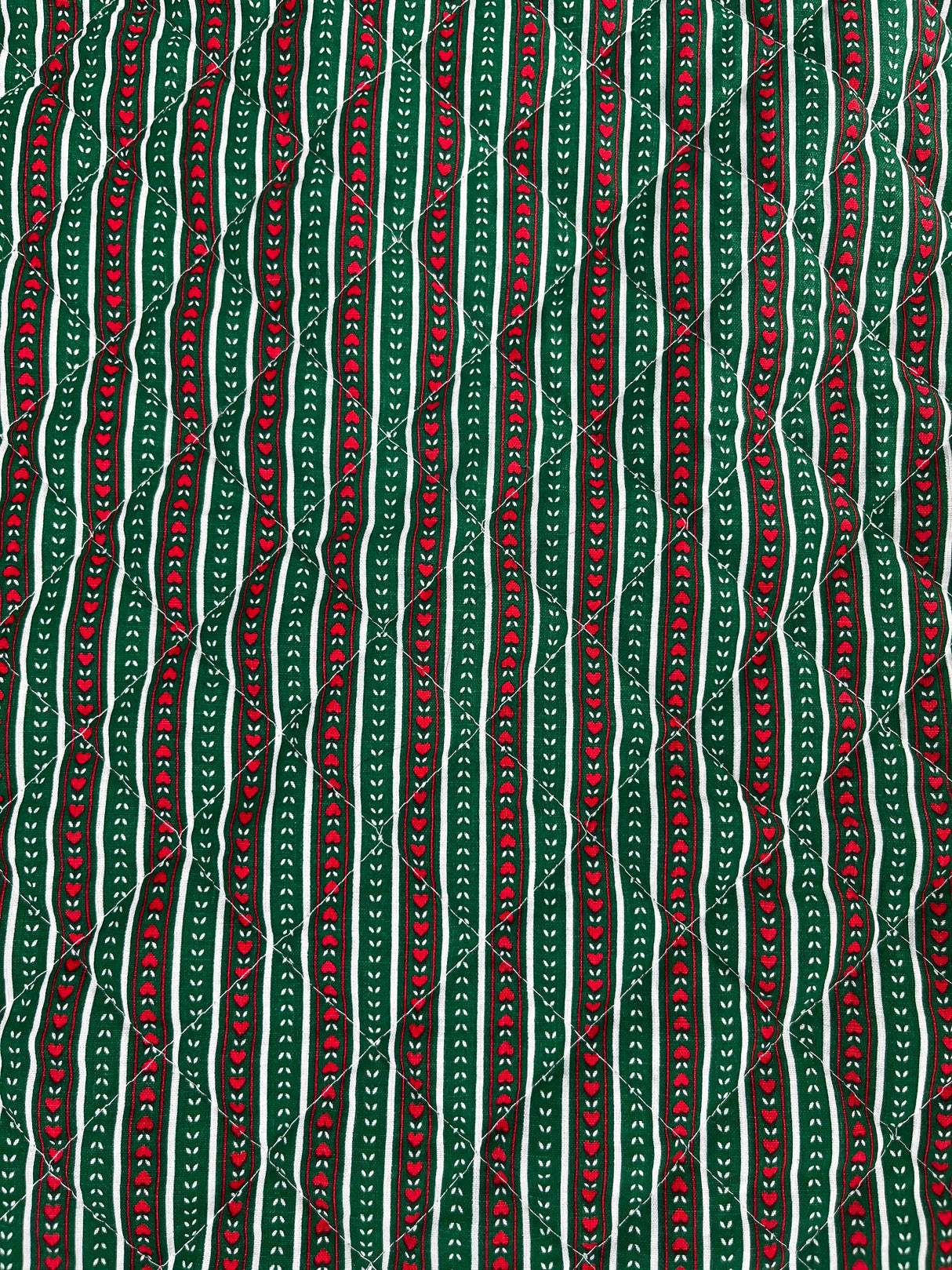 1990's Heart Stripe Pre-Quilted Fabric - (P251)