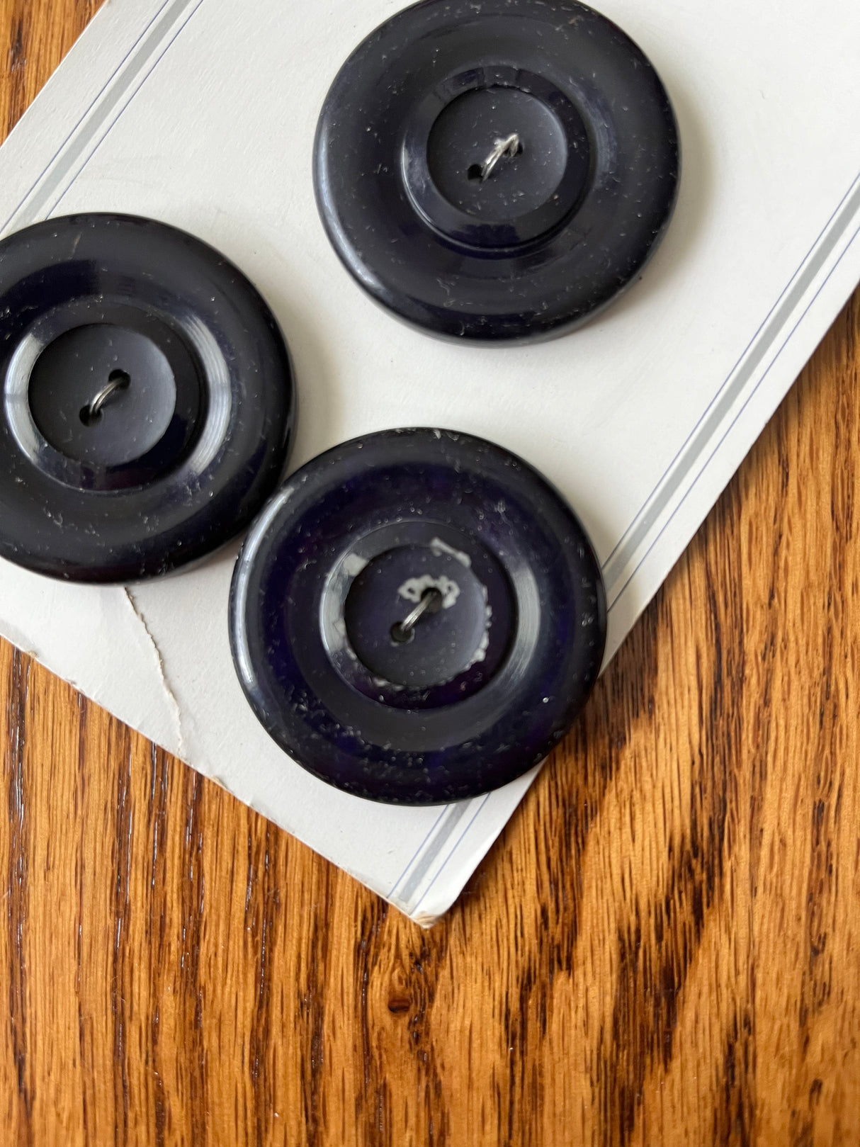 1960’s Buttons by Schwanda Plastic Buttons - Deep Navy Blue - Set of 3 - 1.5” - on card