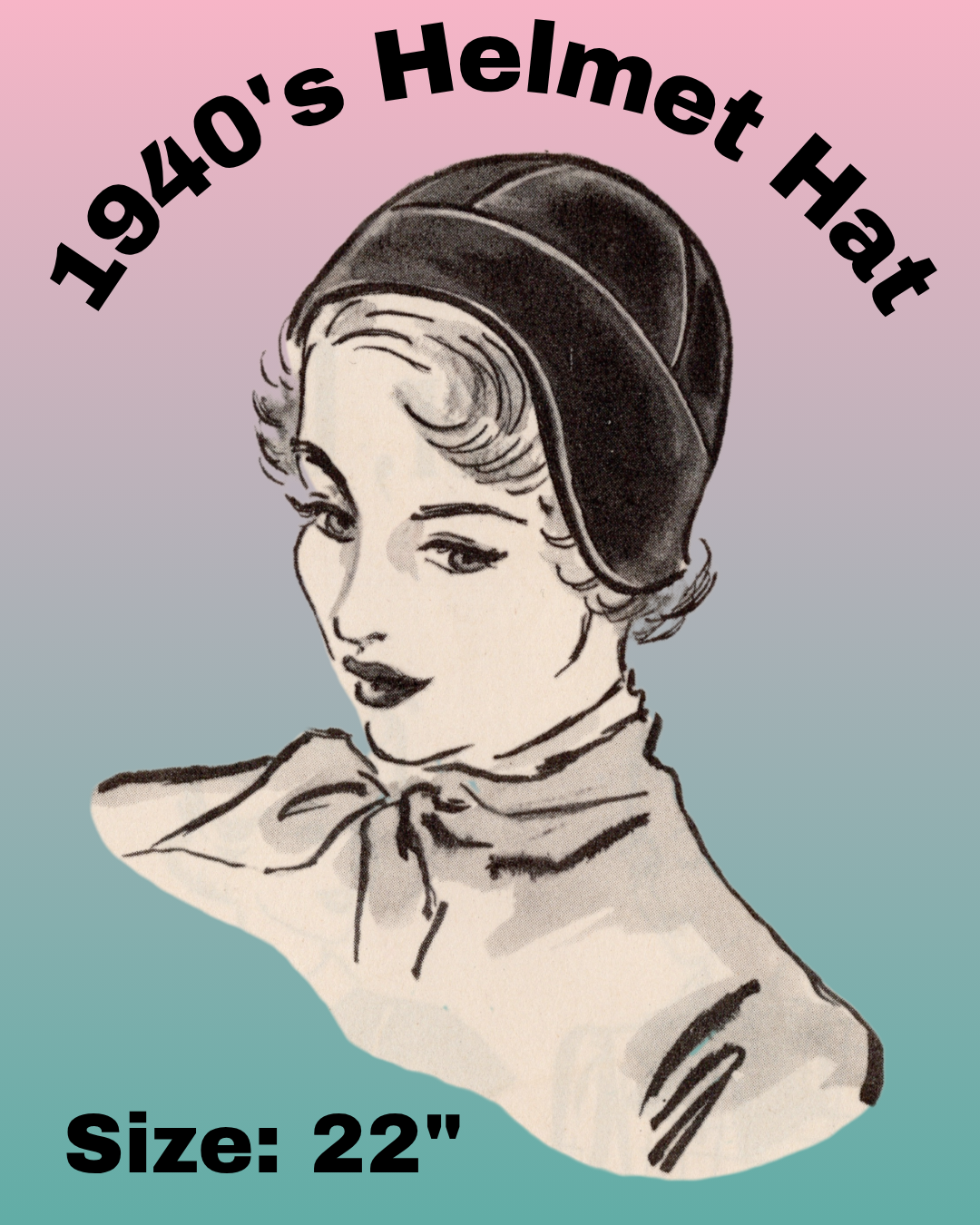 1940's Anne Adams Helmet Hat Pattern - Size 22" - PDF pattern