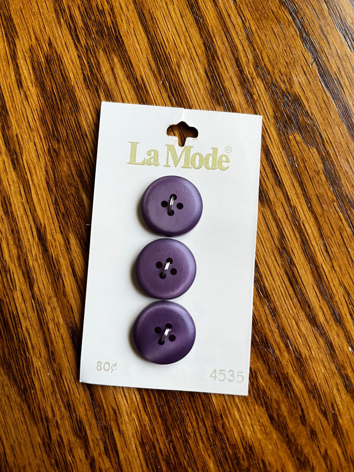 1980’s La Mode Purple Shimmer Plastic Button - Set of 3 - 3/4” - on card