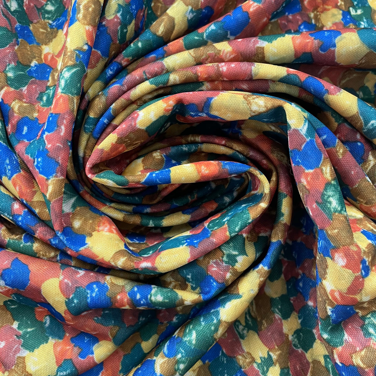 1970’s Abstract Swirl Printed Qiana Double Knit Fabric - Primary colorway - BTY (F11)
