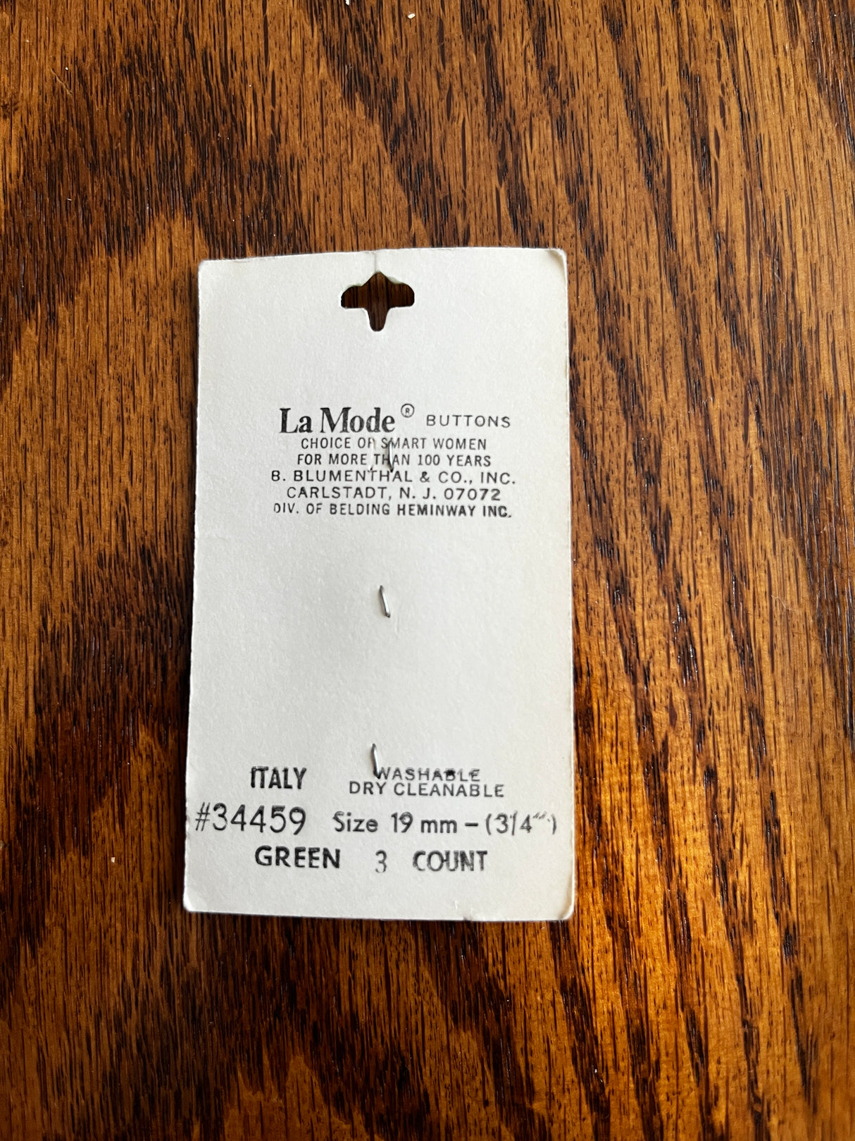 1980’s La Mode Blue Green Carved Plastic Buttons - Set of 3 - 3/4" - on card