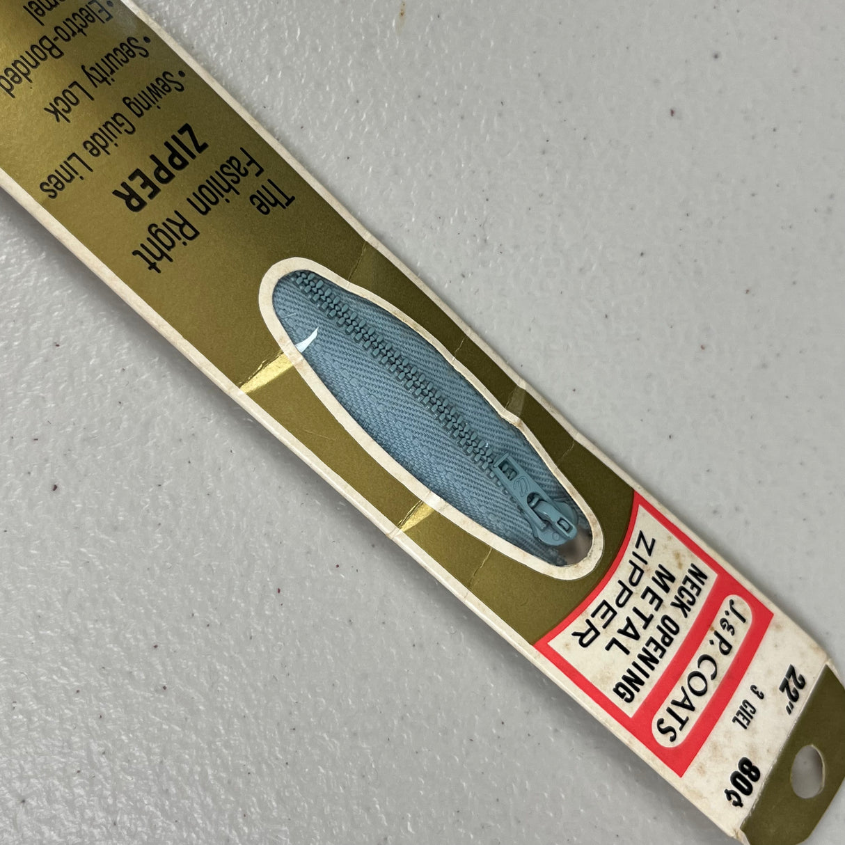 22” Metal Zipper - 1970’s - J. & P. Coats - Multiple colors available