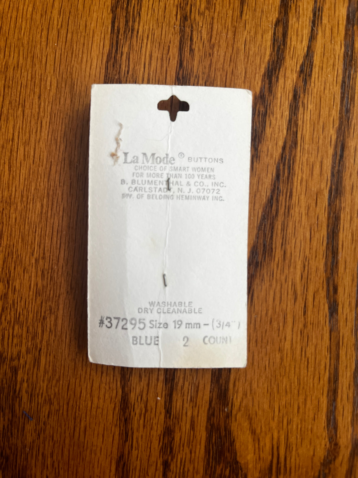 1980’s La Mode Blue Marbled Plastic Button - Set of 2 - 3/4” - on card