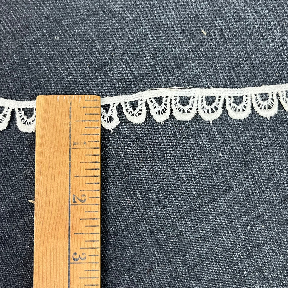 1970’s White Drop Down Rounded Edge Lace - Cotton - BTY