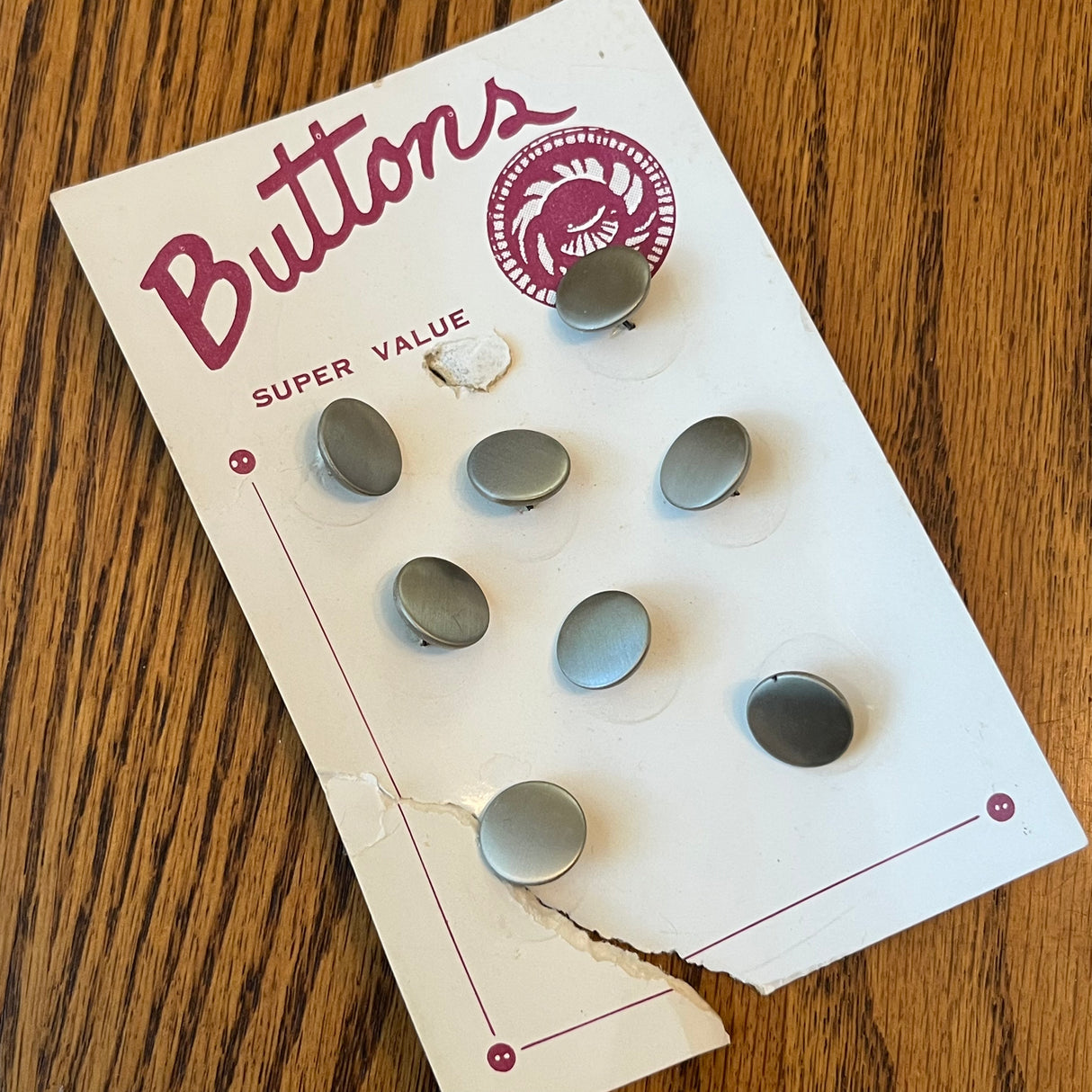 1970’s Buttons Metal Shank Buttons - Silver tone - Set of 8 - 9/16" - on card