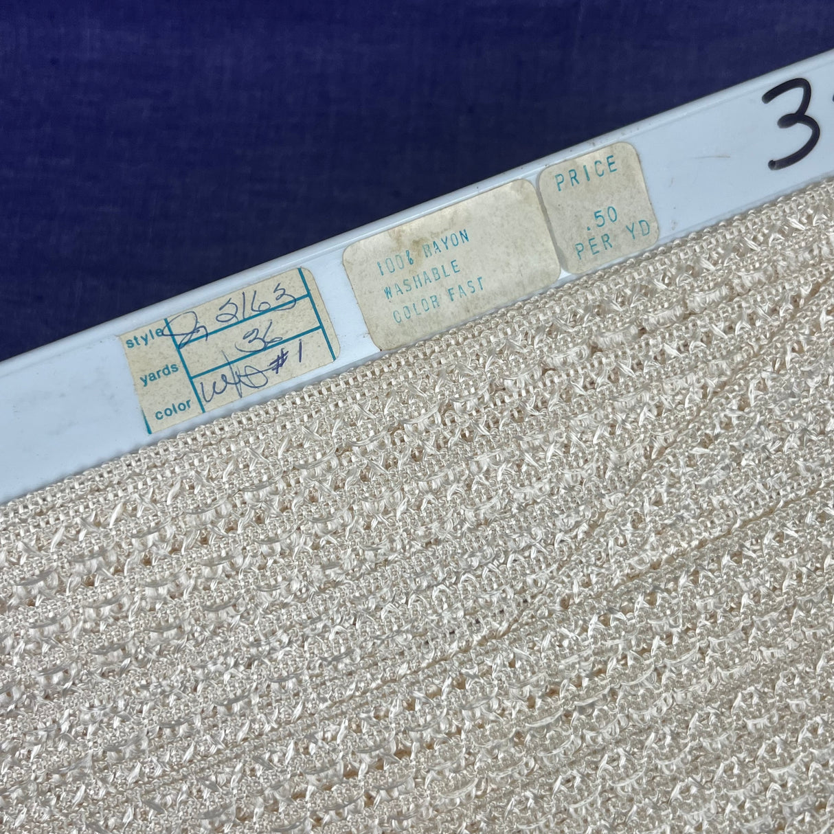 1970’s Cream Color Crochet Edge Lace - Rayon - BTY (TR37)