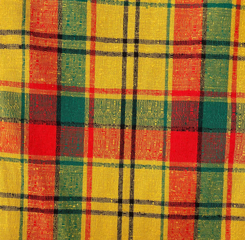 1970's Red, Mustard and Green Plaid Fabric- BTY