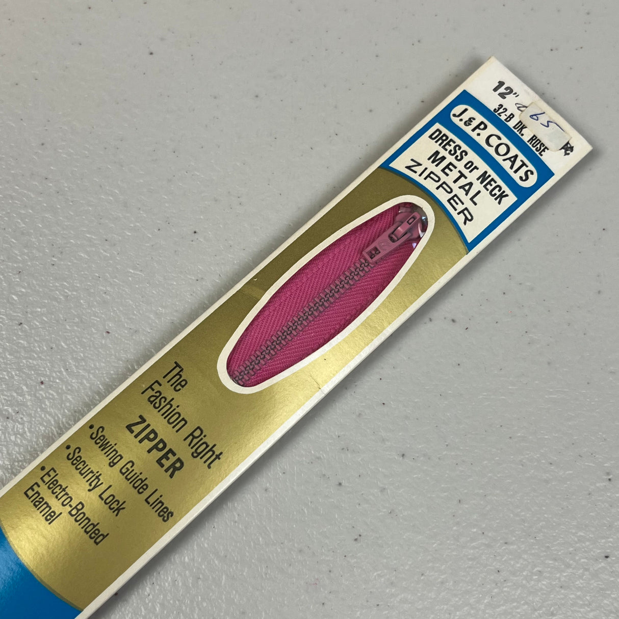 12” Metal Zipper - 1970’s - J. & P. Coats - Multiple colors available