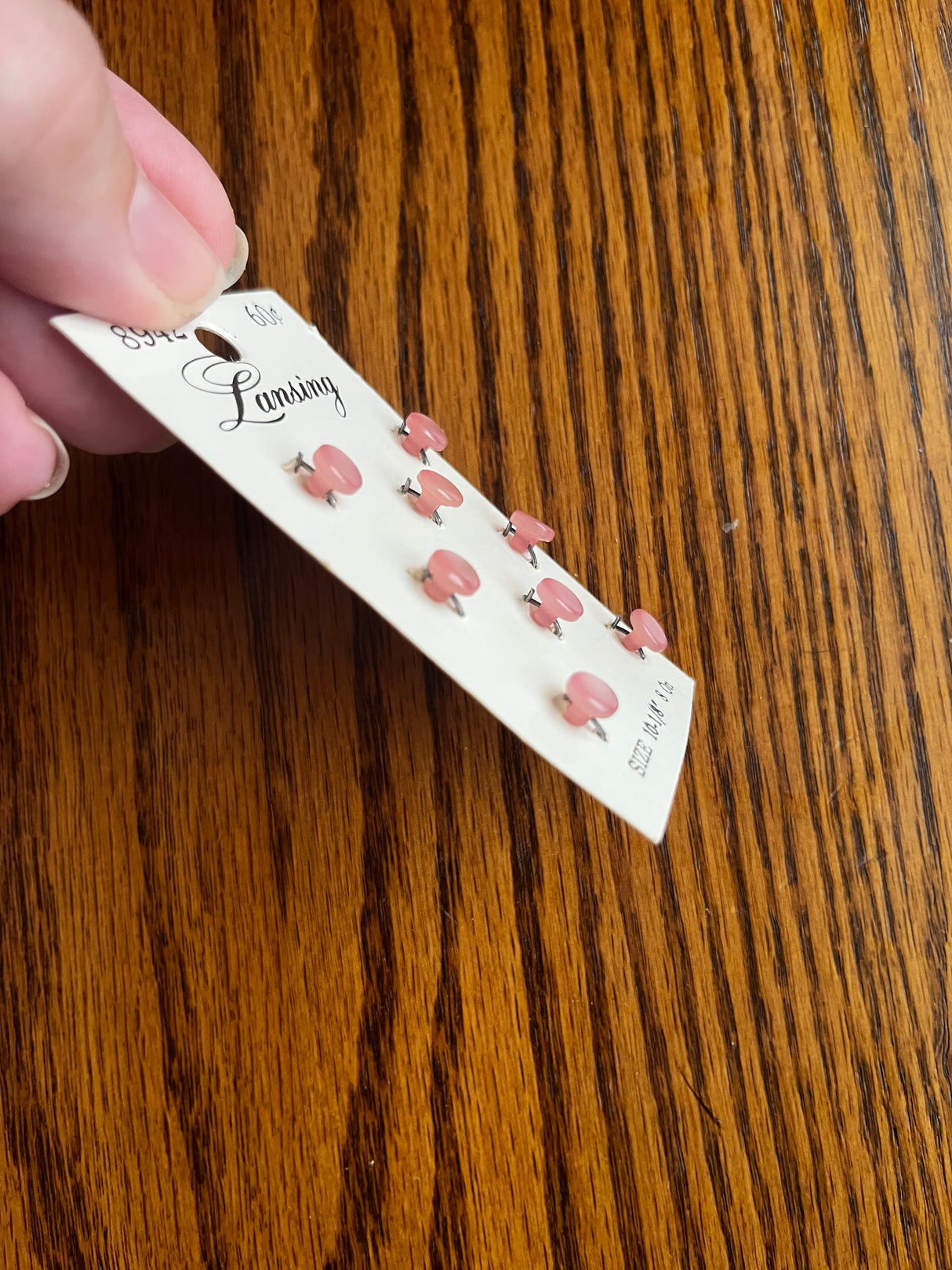 1980’s Lansing Light Pink Plastic Shank Buttons - Set of 8 - 1/8" - on card