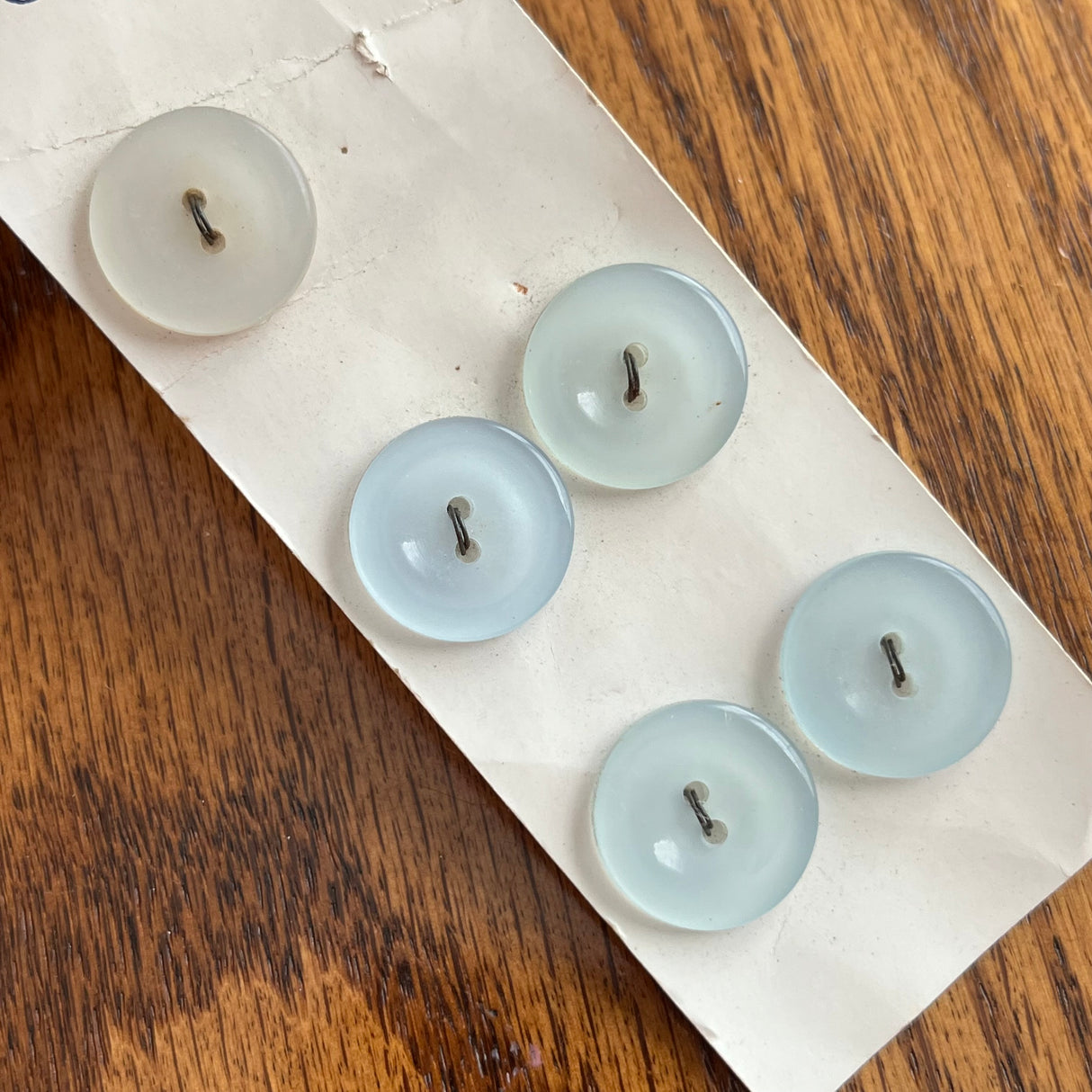 1960’s Buttons by Schwanda Plastic Buttons - Light Blue - Set of 5 - 3/4” - on card