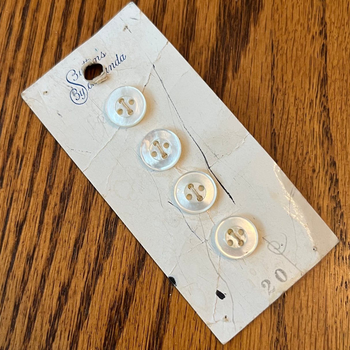 1960’s Buttons by Schwanda Mother of Pearl Buttons - White - Set of 4 - 1/2" - on card