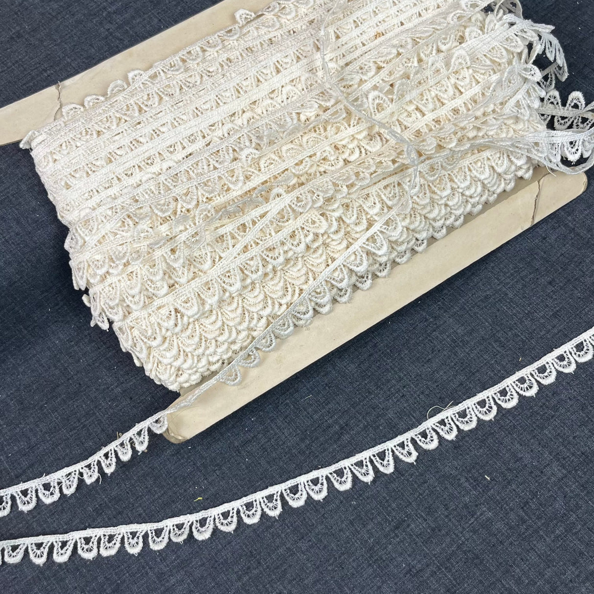 1970’s White Drop Down Rounded Edge Lace - Cotton - BTY