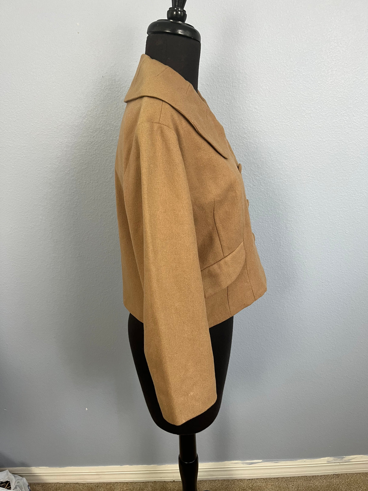 1960’s Tan Wool Cropped Bolero Jacket with 4 buttons - M/L