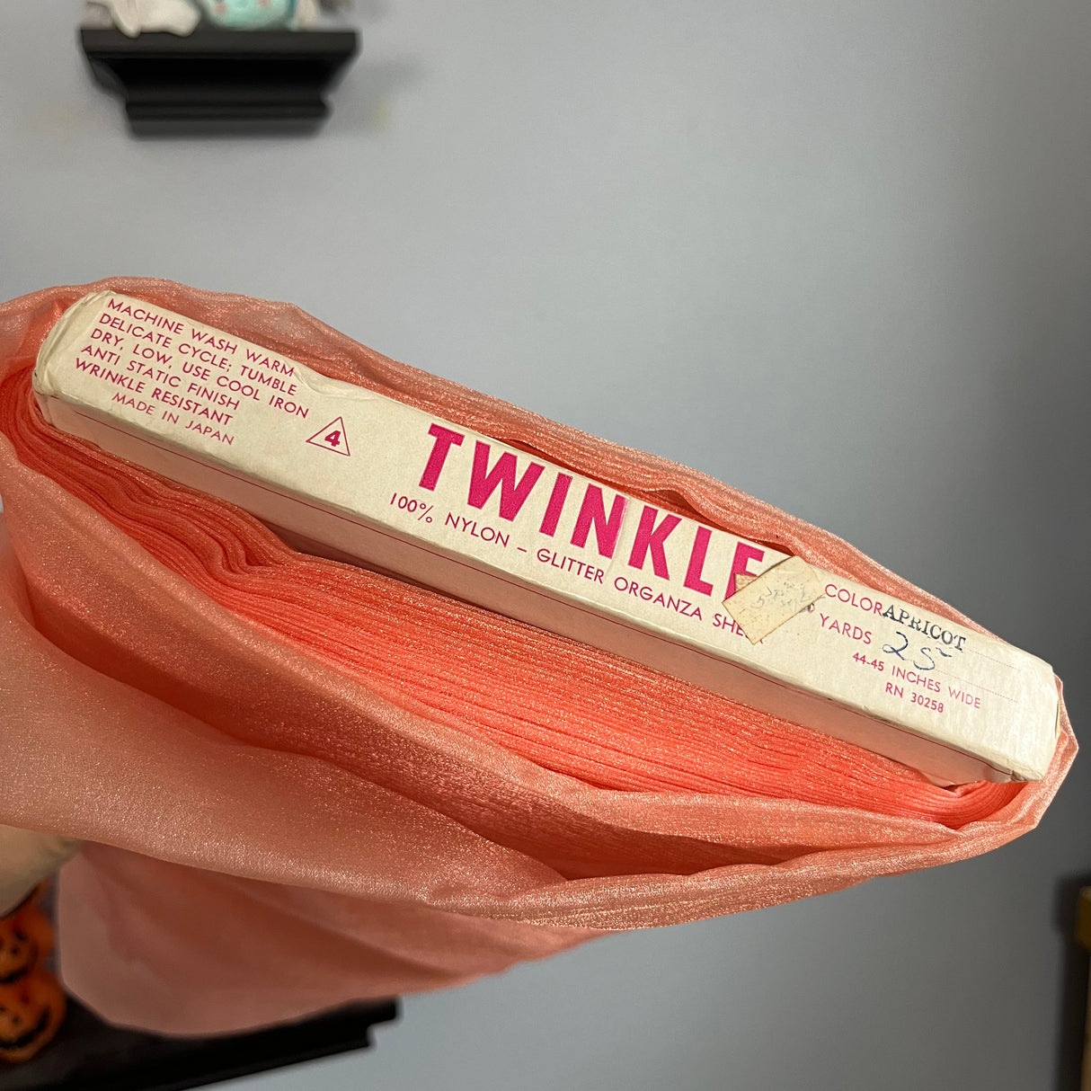 1970’s Apricot “Glitter Organza” Fabric - BTY (T6)