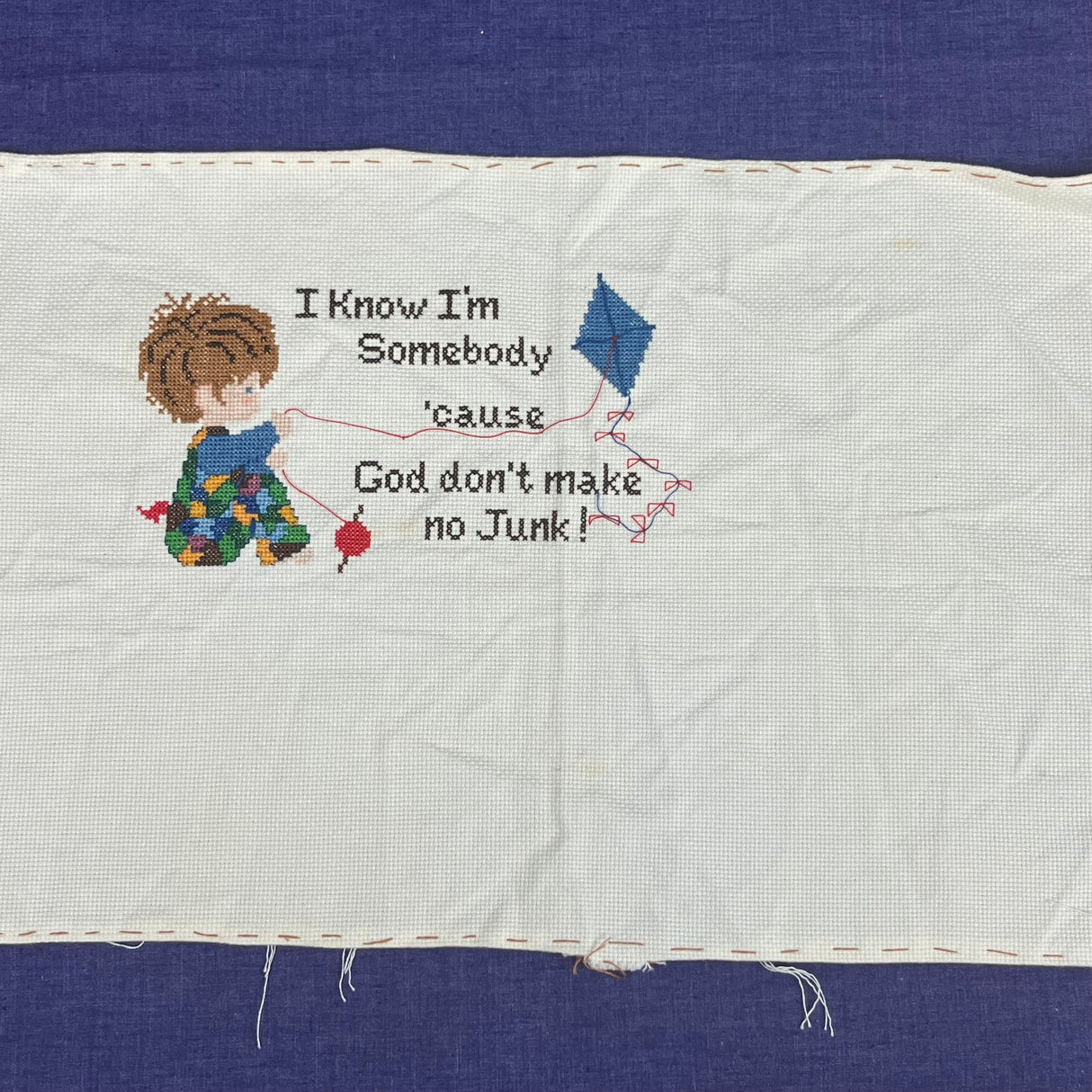 1970’s I Know I’m Somebody Completed Cross stitch