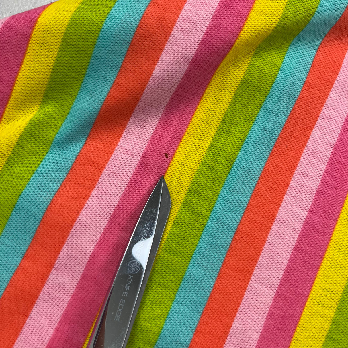 1970's Bright Stripe Cotton Blend Knit Fabric - Piece (P162)