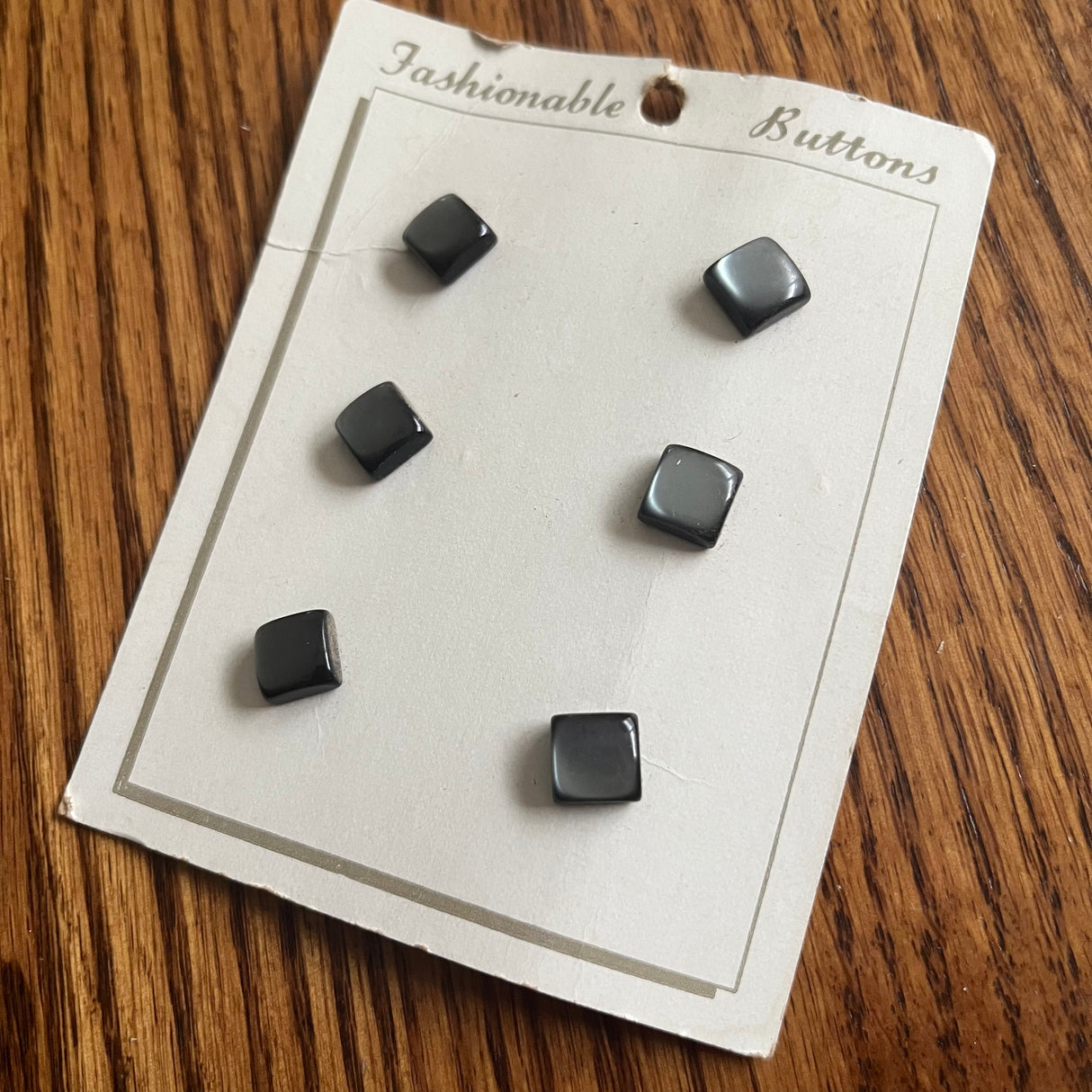 1970’s “Fashionable Plastic Buttons - Opalescent Grey - Set of 7 - 3/8" - on card