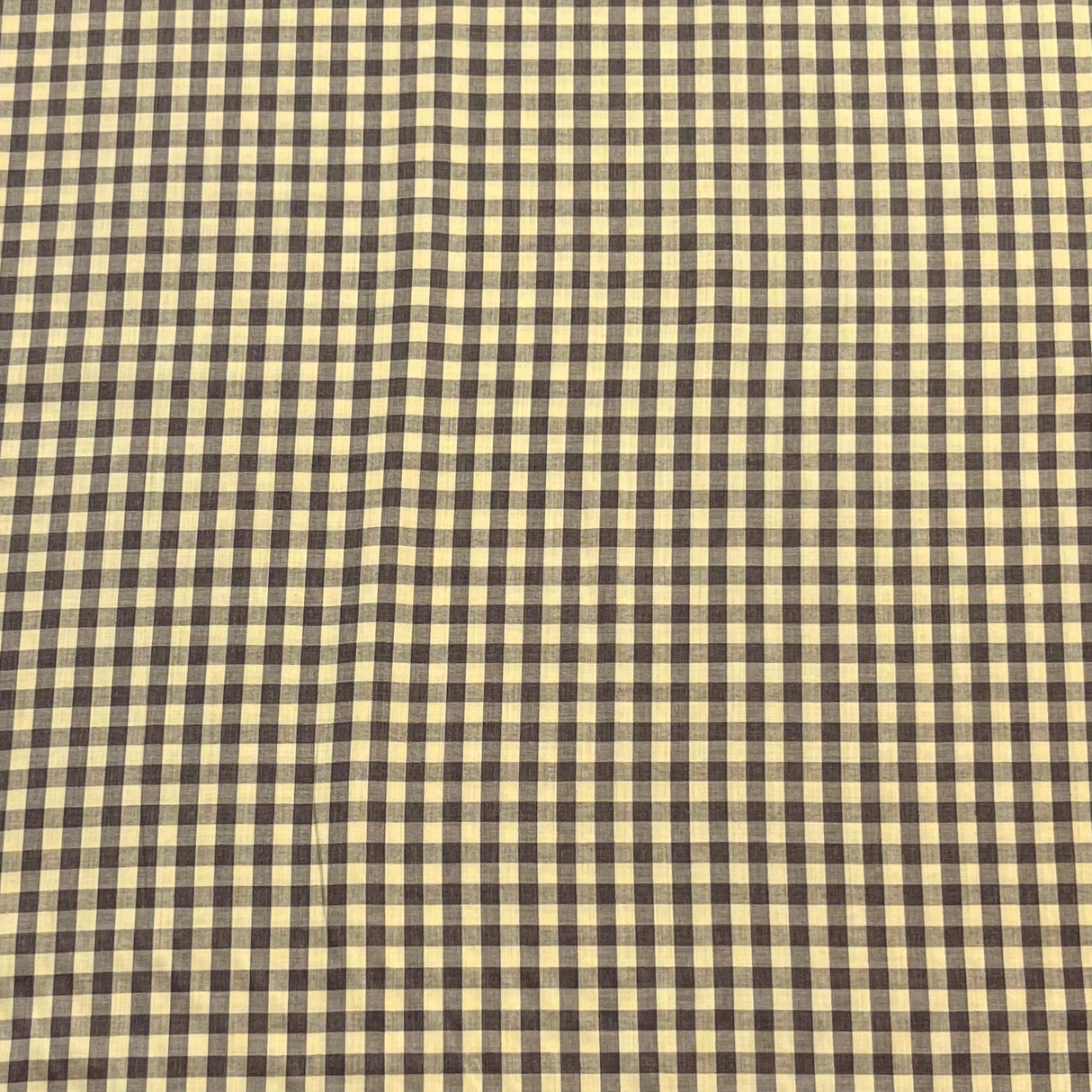 1970’s Brown and Light Yellow Gingham Fabric - Cotton - BTY
