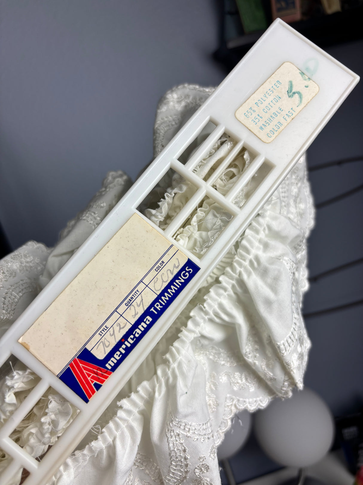 1970’s Off White Embroidered Gathered Scallop Edge Trim - BTY