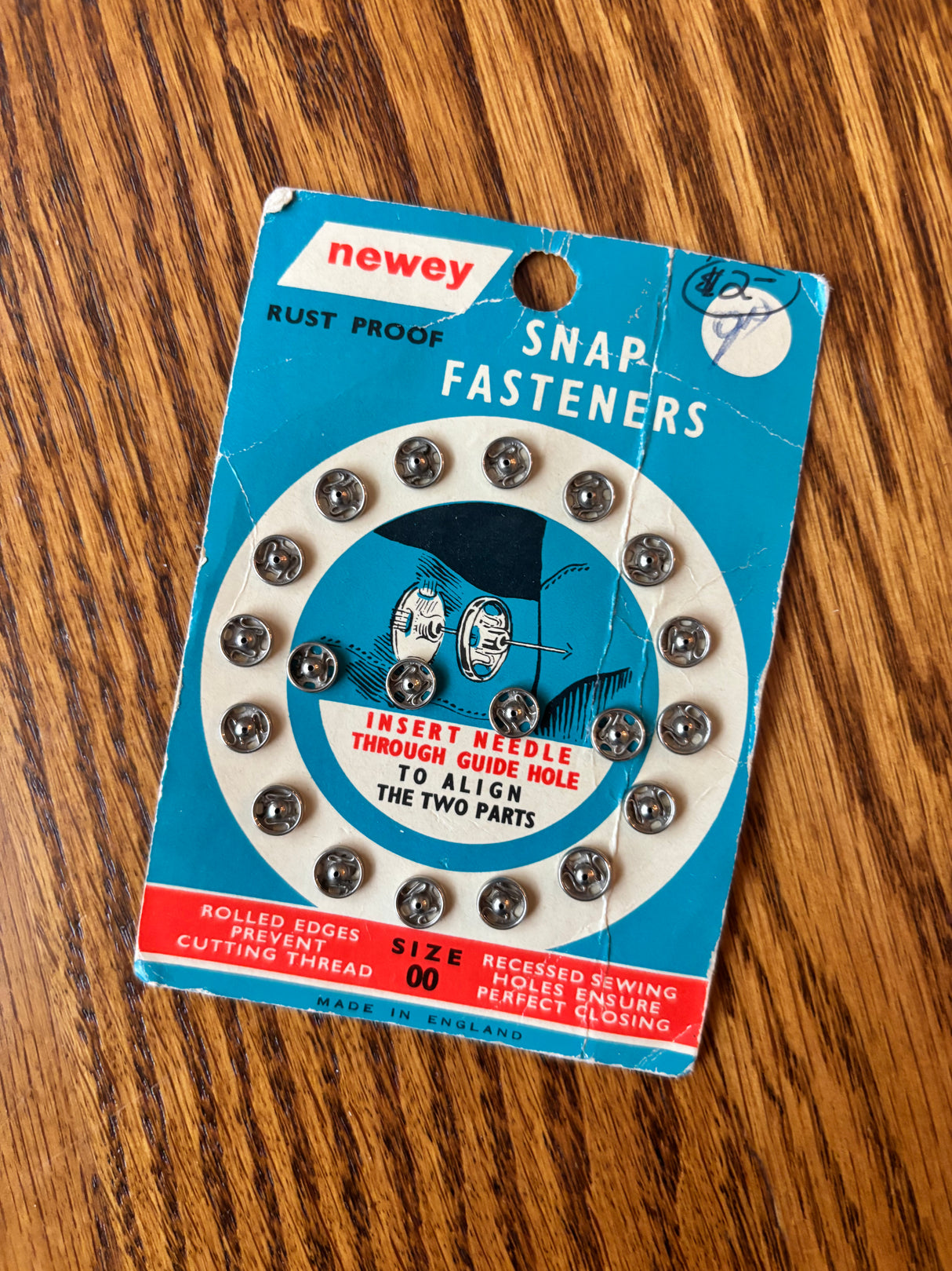 1970's Newey Metal Snap Fasteners - Silver tone - 00 - NOS
