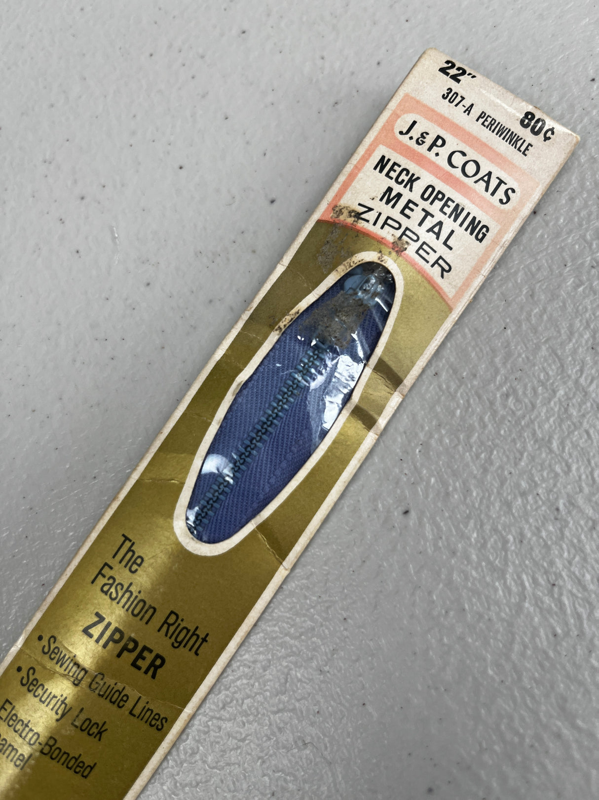 22” Metal Zipper - 1970’s - J. & P. Coats - Multiple colors available