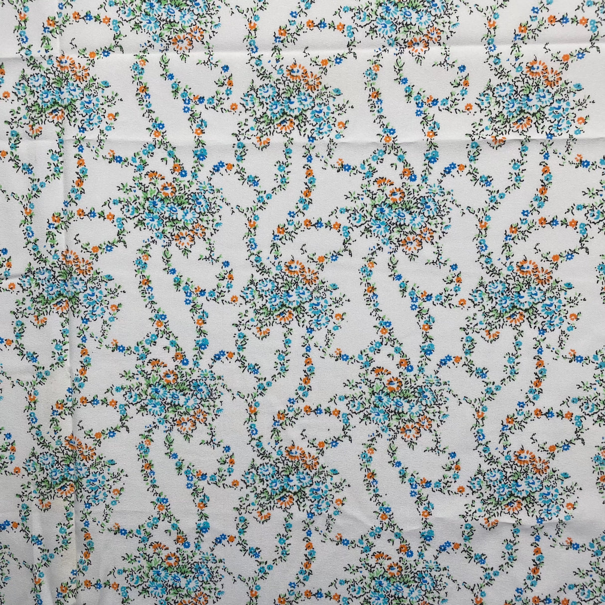 1960’s Swirled Blue Floral Clusters - Polyester - Piece (P180)