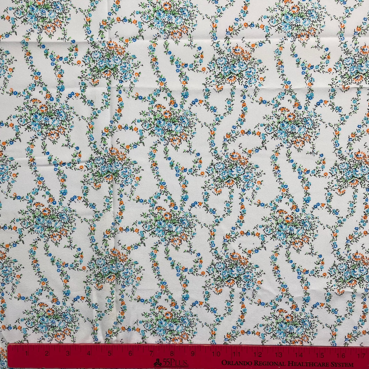 1960’s Swirled Blue Floral Clusters - Polyester - Piece (P180)