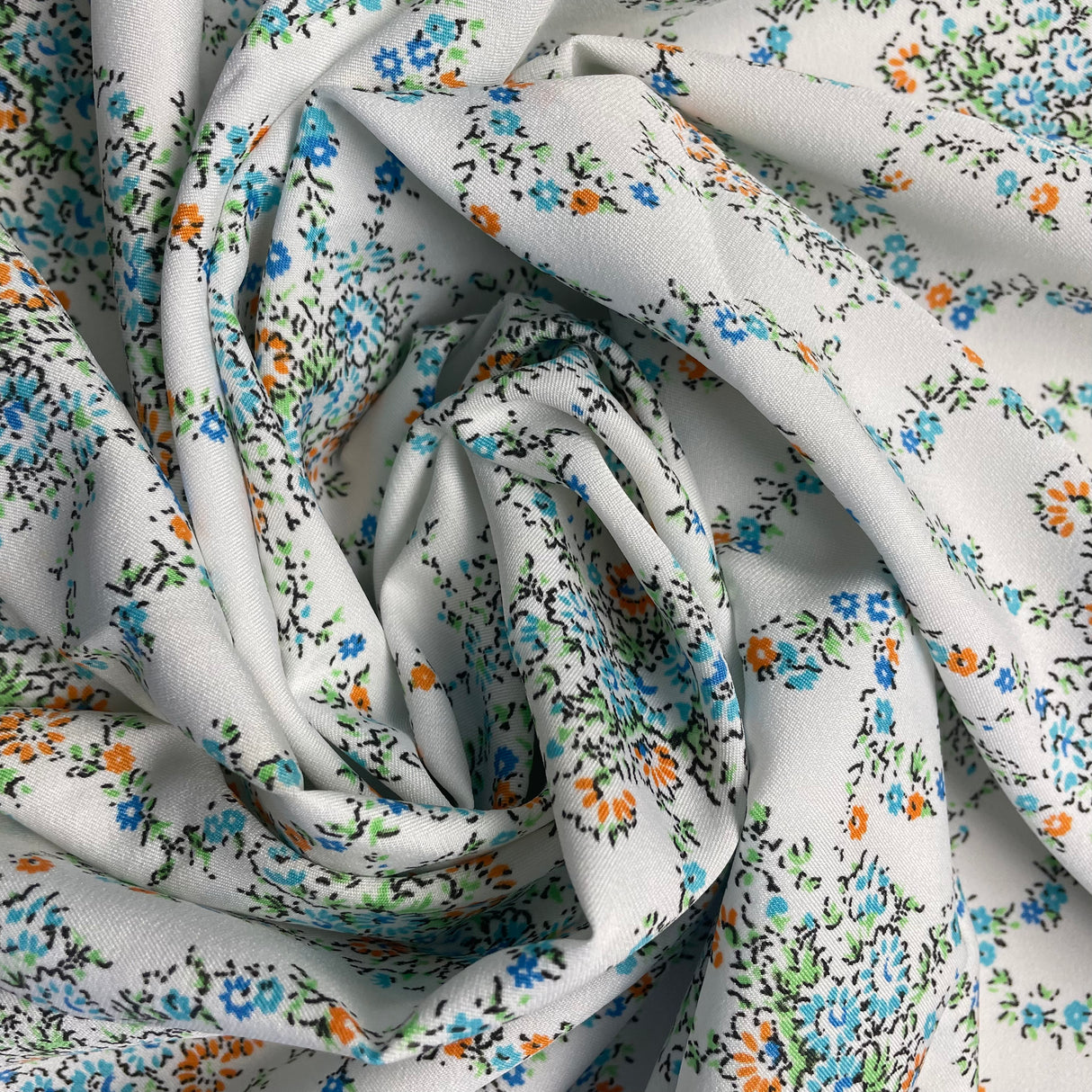 1960’s Swirled Blue Floral Clusters - Polyester - Piece (P180)