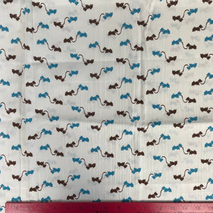 1940’s Blue and Brown Scottish Terrier Dog Novelty Print Cotton Fabric - 2 yds