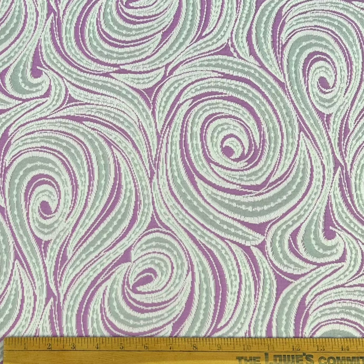 1970’s Purple/Grey Swirls Polyester Double Knit Fabric - 1yd+