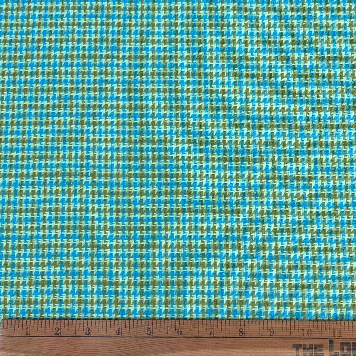 1970’s Mint/Blue/Brown Houndstooth Bonded Fabric - BTY (J16)