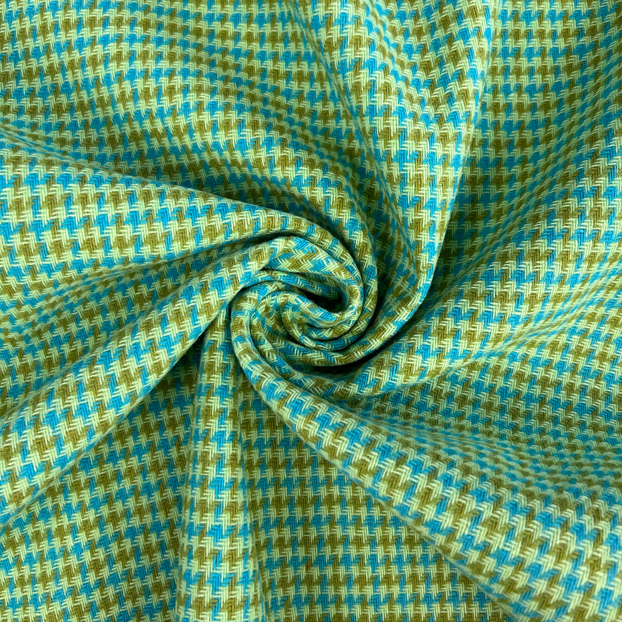 1970’s Mint/Blue/Brown Houndstooth Bonded Fabric - BTY (J16)