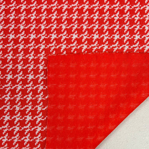 1970’s Red/Orange and White Houndstooth or "Puppytooth" Print Fabric - BTY