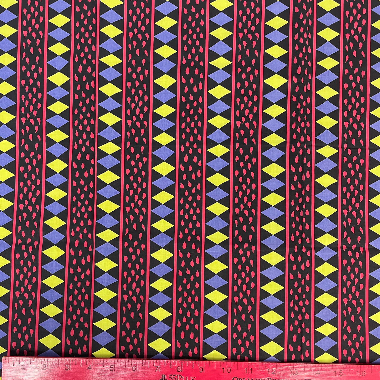 1950’s Harlequin and Rain Drops Cotton Novelty Print Fabric - Piece (P180)