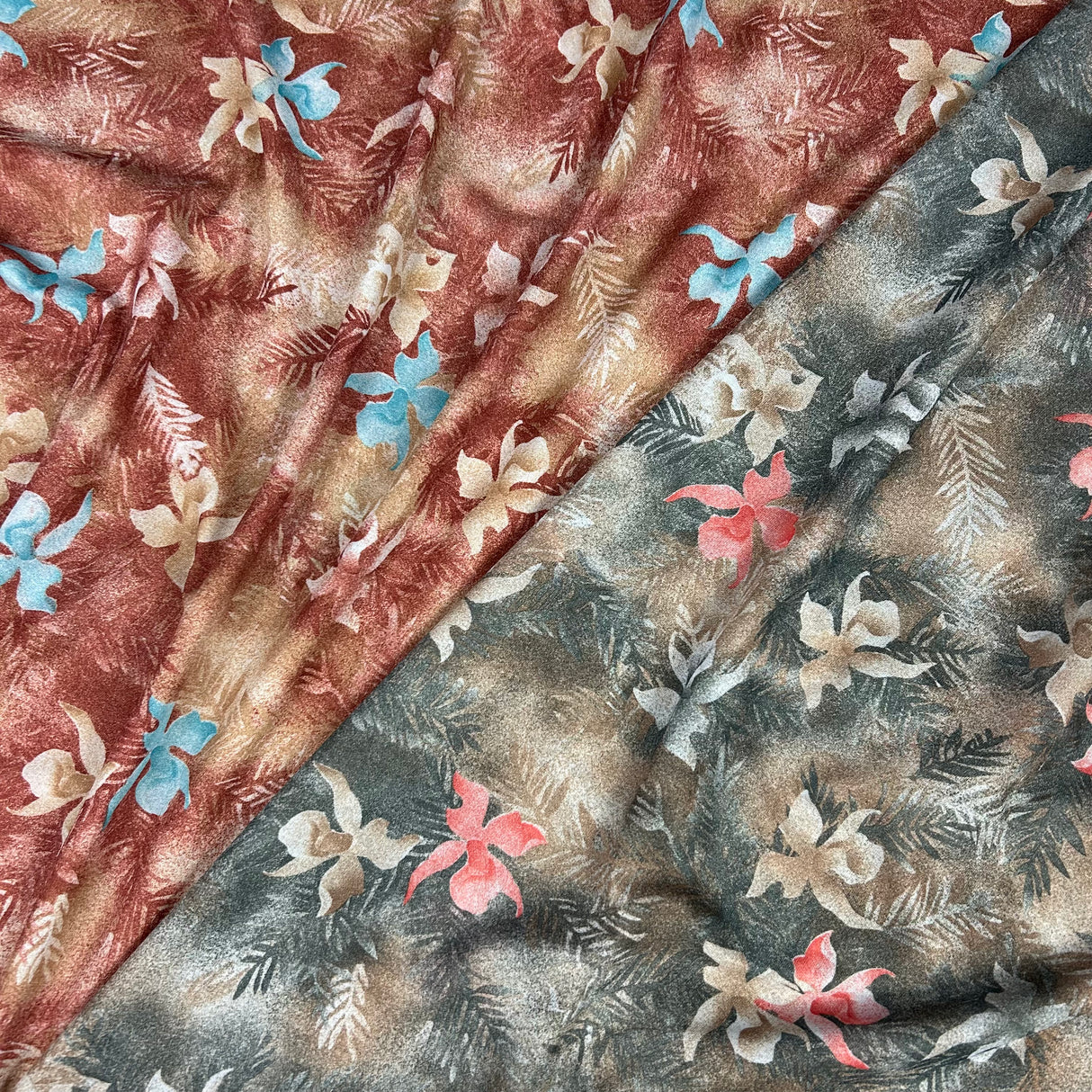 1970’s Tropical Flowers Double Knit Brushed Polyester - Multiple colors - BTY (H1)